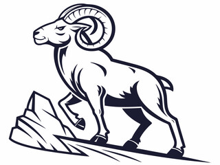 Obraz premium Powerful ram atop a mountain, showcasing strength and ambition.