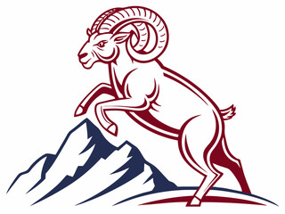 Fototapeta premium Powerful ram atop a mountain, showcasing strength and ambition.