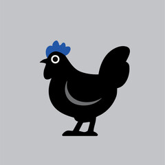 Cute vector chicken with big eyes, simple design, great for kids' projects and decor.