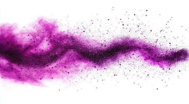 Abstract purple powder explosion on white background