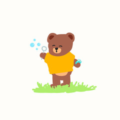 Cute bear Blowing bubbles