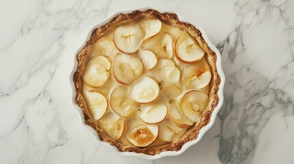 Freshly baked coconut cream pie with toasted coconut flakes in a golden crust served on a marble surface perfect for dessert lovers and bakery recipes