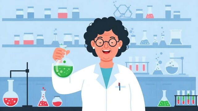 animation of a scientist making a potion