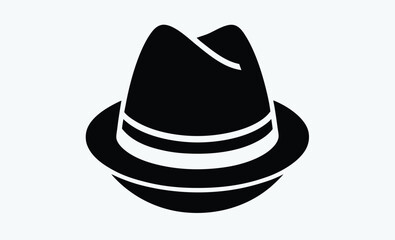 Fedora hat icon,  vector various fedora hat silhouettes 