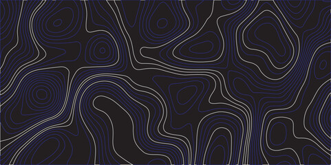  an abstract topographic map design with smooth, flowing contour lines in varying shades of dark blue and gray against a black background. The design should have a modern, minimalistic aesthetic,