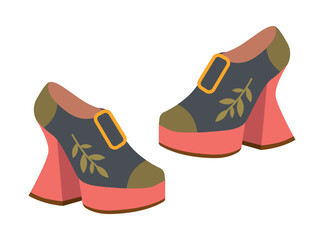 Retro Style Platform Shoes Isolated Vector Illustration. Perfect for fashion related designs and vintage style projects.