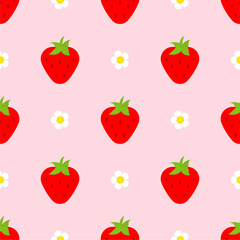 Seamless pattern with cute strawberry.