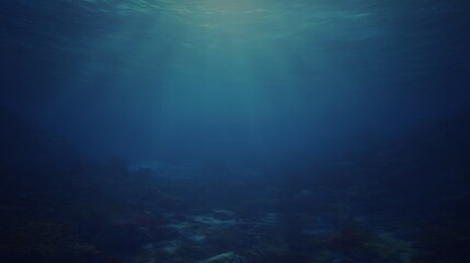 Sunlight filtering into a deep ocean