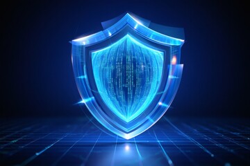 Digital Security Shield Protecting Data in the Cyber World.  Advanced Encryption, Cybersecurity, Data Protection, Network Security, and Digital Privacy Solutions.