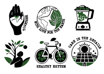 Set of logos on the theme of the environment