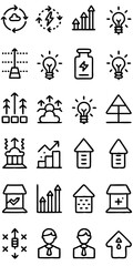 Hand drawn business growth and innovation icons