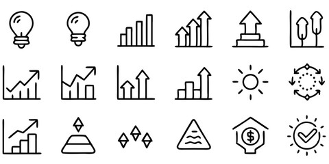 Naklejka premium Hand drawn business growth icons set