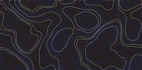  an abstract topographic map design with smooth, flowing contour lines in varying shades of dark blue and gray against a black background. The design should have a modern, minimalistic aesthetic,
