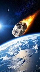 Asteroid simulation entering the earth's