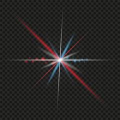 Colorful Lens Flare Explosion with Red and Blue Light Beams