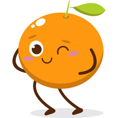 Cute Kawai Orange Character Mascot Element Icon