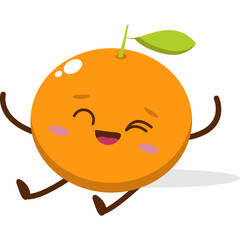 Cute Kawai Orange Character Mascot Element Icon