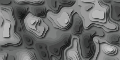 Abstract grey topographic map illustration depicting layers and contours with a modern paper cut style suitable for backgrounds and design concepts