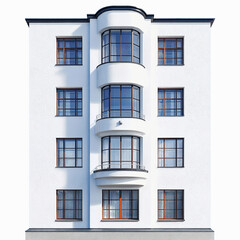 Art Deco Apartment Building Facade - Modern White