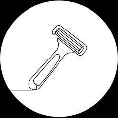 Simple line drawing of a razor in minimalistic style  