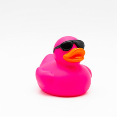A purple rubber duck isolated on white