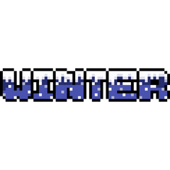 Cartoon Pixel Winter Word Icon.