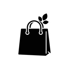 Eco-friendly shopping bag silhouette with leaf design  