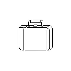 Line drawing of a suitcase with handle in minimalistic style  
