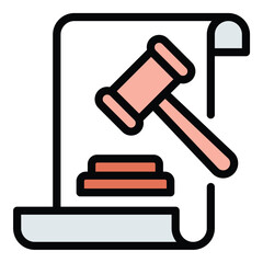 Legality icon flat line style illustration representing lawful actions and compliance with regulations, suitable for legal, governmental, and corporate-related projects