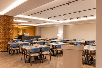 Interior of a large modern hotel restaurant