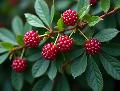 Elderberry on a vibrant background, top view photorealistic plant