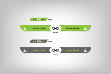 set of green sports event banners for game score keeping