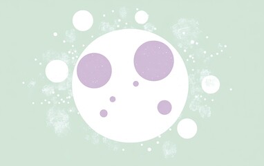 Pastel moon with purple spots, surrounded by circles and light mist
