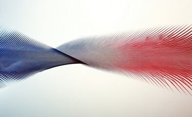 Abstract intertwined lines of blue and red on a light background