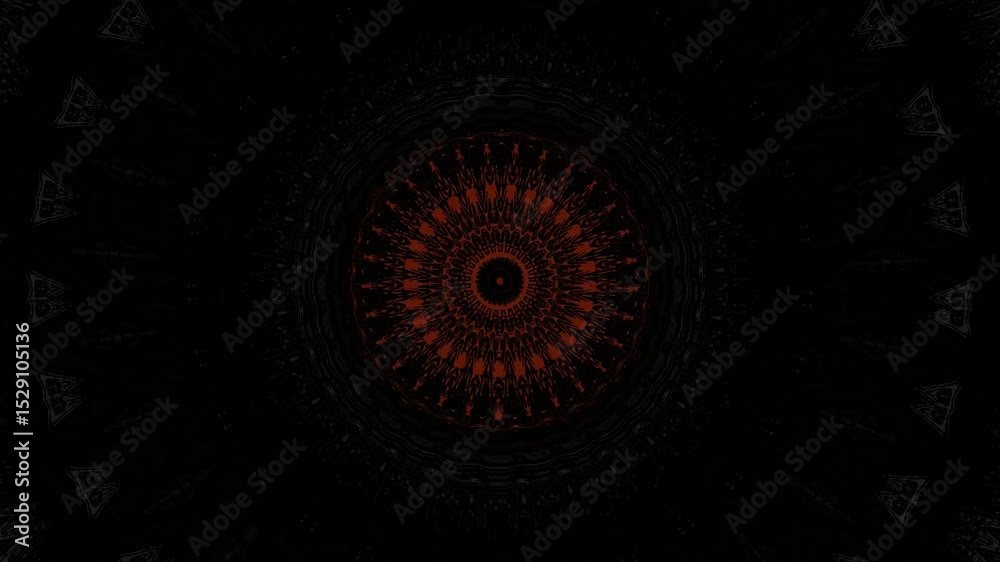 Poster abstract circular pattern with intricate designs and dark tones, creating a mesmerizing visual effec