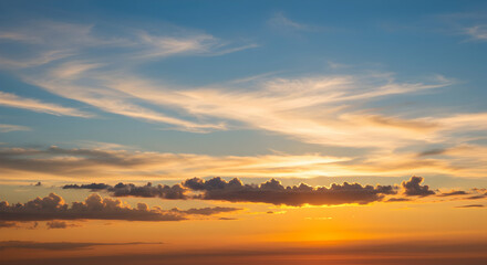 Obraz premium Stunning sunset sky vibrant colors cloudscape nature scenic landscape background wallpaper amazing view golden hour picturesque horizon