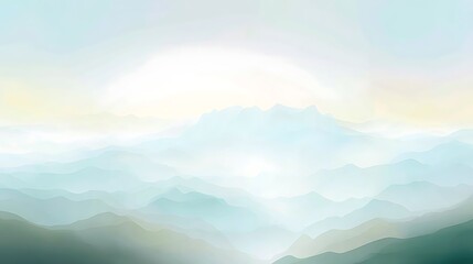 Misty mountain range in hazy daylight