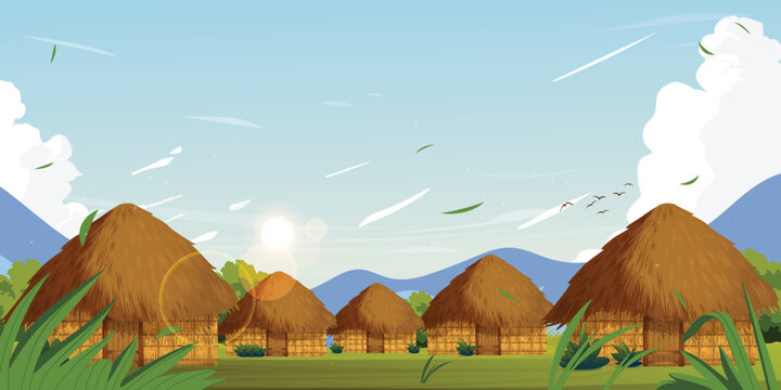 Traditional Papuan house with views of the forest and mountains