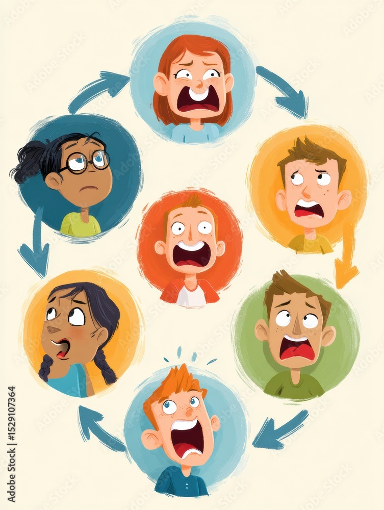 Poster understanding the ptsd cycle through emotional and mental stages illustrated in an engaging infograp