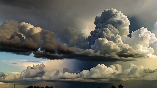 Dark clouds clashing in a dramatic storm