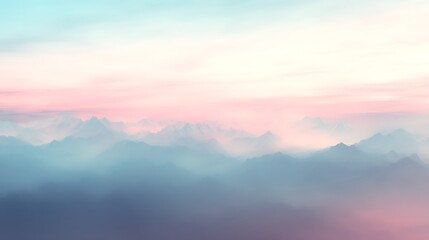 Dreamy pastel mountains against soft gradient sky