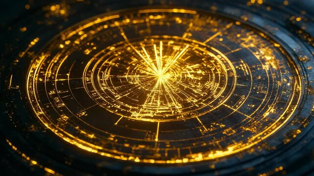 Futuristic golden light element animation for technology background, digital effect