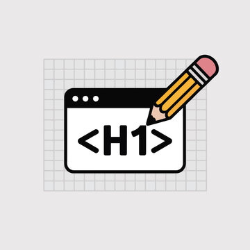 Web development heading tag h1 with pencil icon