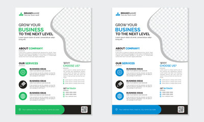 a bundle of 2 templates of different colors a4 flyer template, modern business flyer template, abstract business flyer and creative design, IT company flyer and editable vector template design
