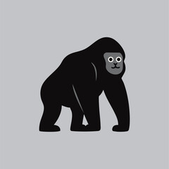 Cute vector gorilla with big eyes, simple design, great for kids' projects and decor.