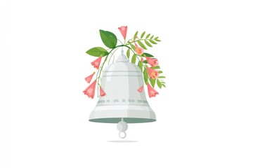 Symbolic Emancipation Bell Adorned With Floral Elements Highlighting Freedom and Hope in Artistic Vector Style