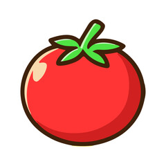Fresh Tomato Icon – Cute Cartoon Vegetable Vector Illustration