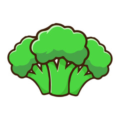 Broccoli Icon – Fresh Cartoon Vegetable Vector Clipart