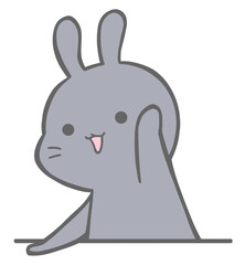 Kawaii black rabbit raising hand