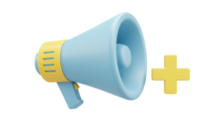 Isolated Megaphone with Plus Sign